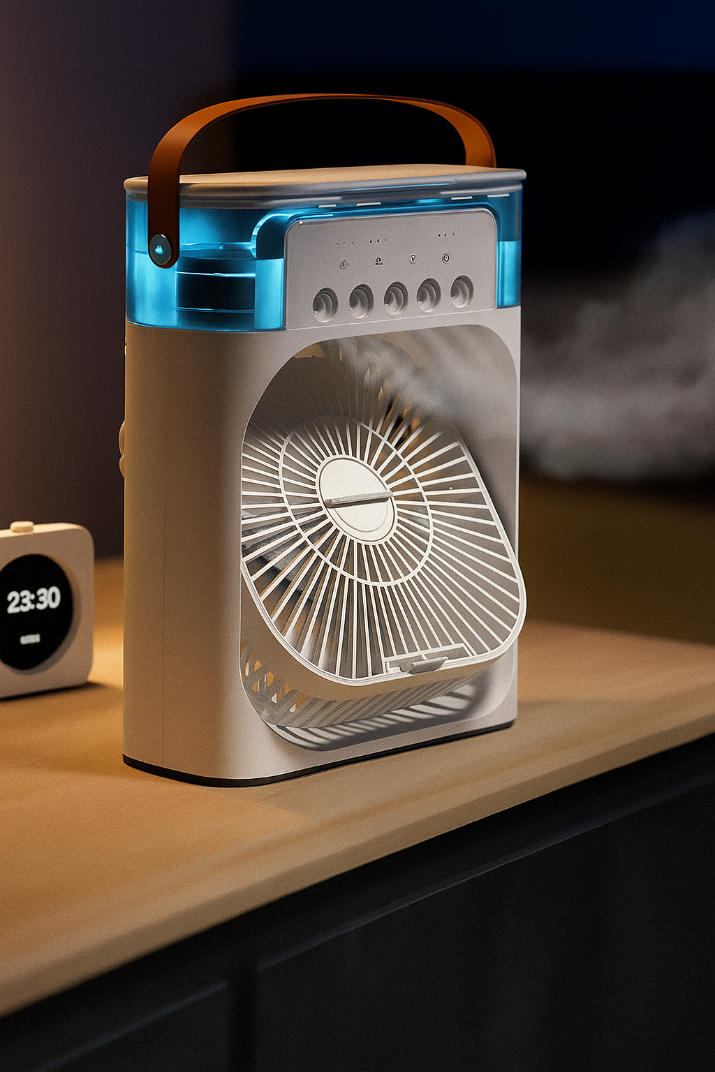 Ventilador con Humidificador y Luces LED de 7 Colores