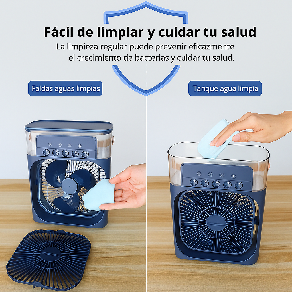Ventilador con Humidificador y Luces LED de 7 Colores