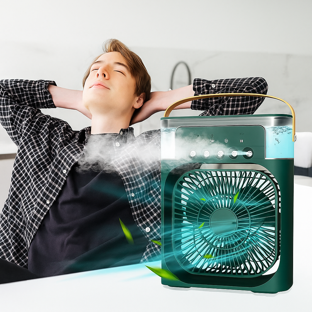 Ventilador con Humidificador y Luces LED de 7 Colores
