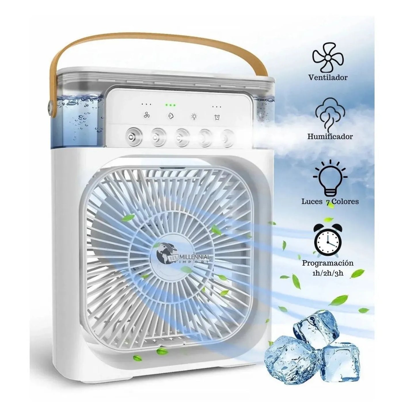 Ventilador con Humidificador y Luces LED de 7 Colores