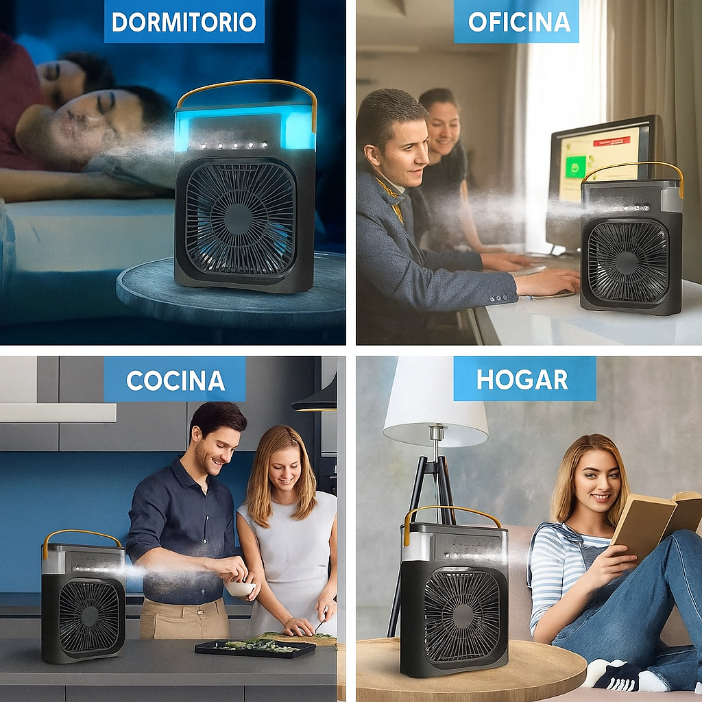Ventilador con Humidificador y Luces LED de 7 Colores