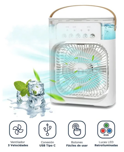 Ventilador con Humidificador y Luces LED de 7 Colores