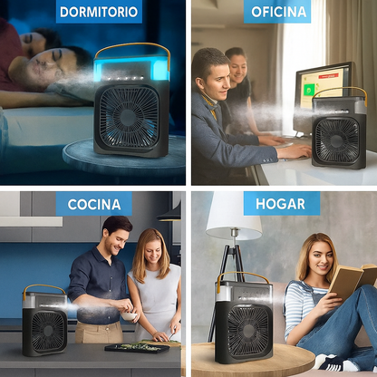 Ventilador con Humidificador y Luces LED de 7 Colores